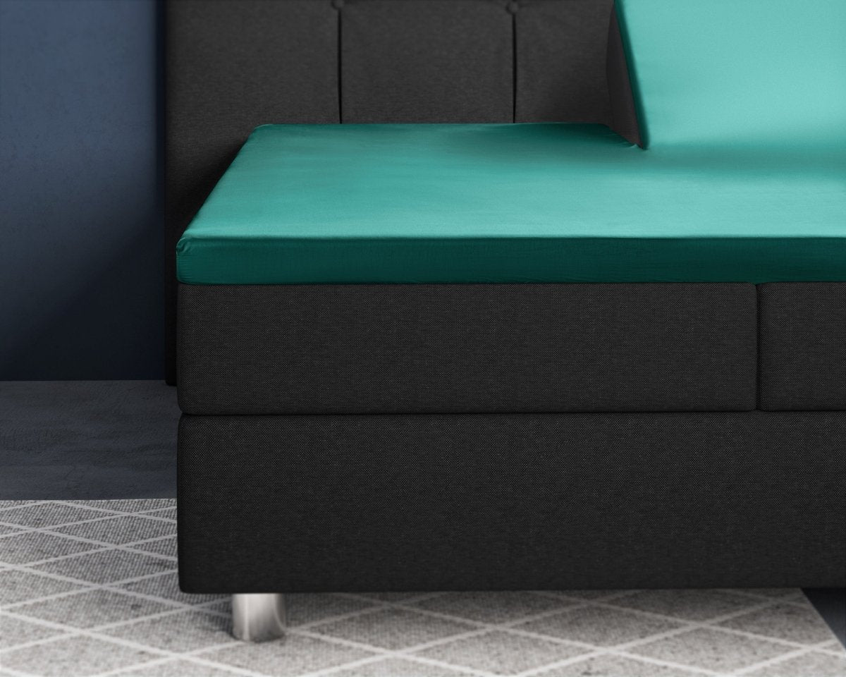 100% Cotton Satin Split - Topper Fitted Sheet | Dark Green | Queen 160 x 200cm (L) x 15cm (D) - The Bedding & Blankets Store