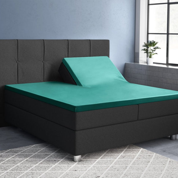 100% Cotton Satin Split - Topper Fitted Sheet | Dark Green | Queen 160 x 200cm (L) x 15cm (D) - The Bedding & Blankets Store