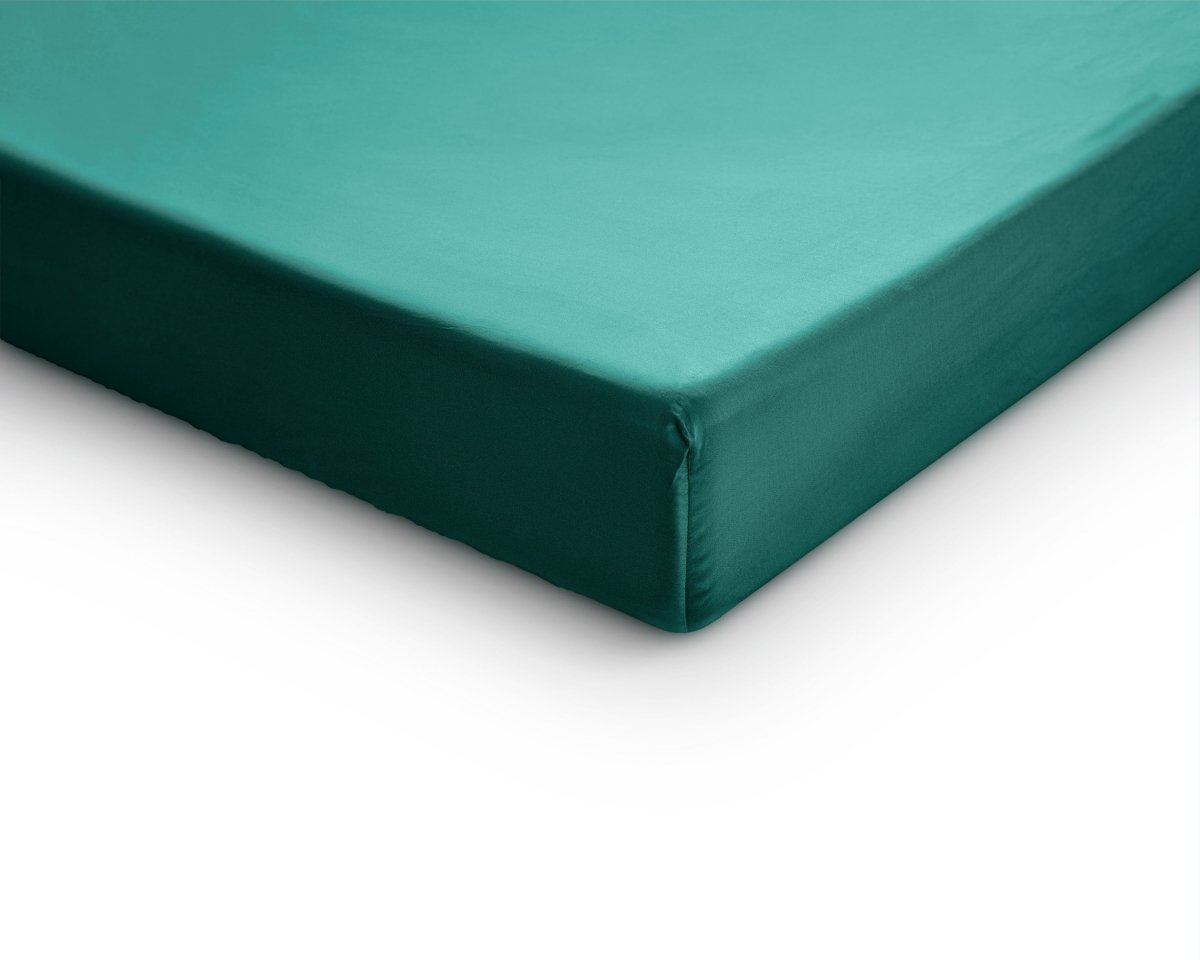 100% Cotton Satin Split - Topper Fitted Sheet | Dark Green | Queen 160 x 200cm (L) x 15cm (D) - The Bedding & Blankets Store