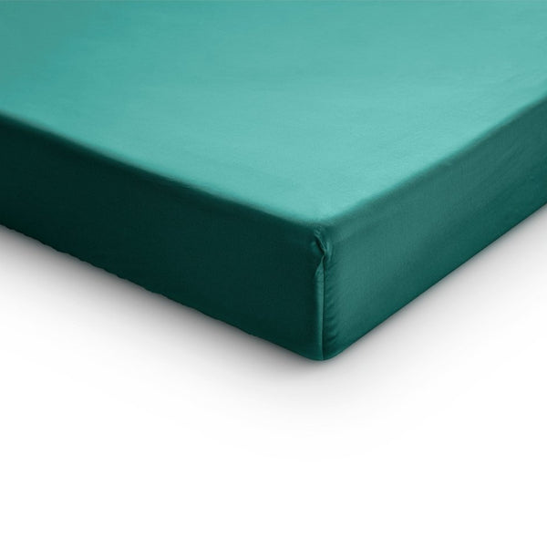 100% Cotton Satin Split - Topper Fitted Sheet | Dark Green | Queen 160 x 200cm (L) x 15cm (D) - The Bedding & Blankets Store