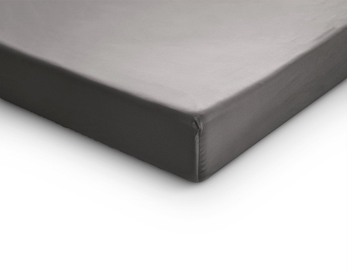 100% Cotton Satin Split - Topper Fitted Sheet | Grey | Queen 160 x 200cm (L) x 15cm (D) - The Bedding & Blankets Store
