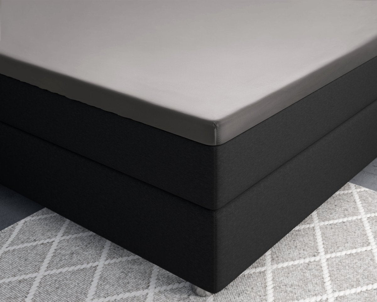100% Cotton Satin Split - Topper Fitted Sheet | Grey | Queen 160 x 200cm (L) x 15cm (D) - The Bedding & Blankets Store