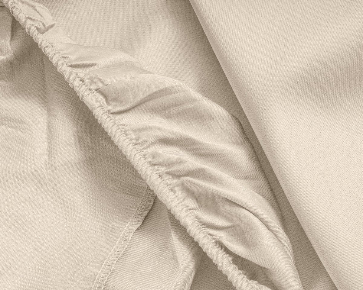 100% Cotton Satin Split - Topper Fitted Sheet | Sand | Queen 160 x 200cm (L) x 15cm (D) - The Bedding & Blankets Store