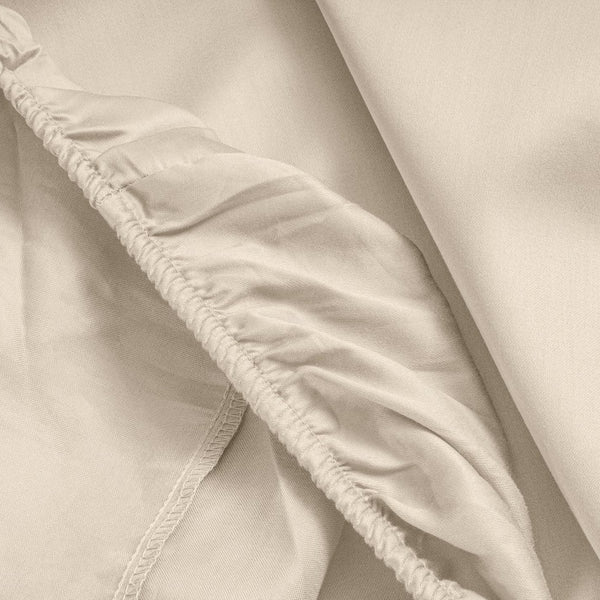100% Cotton Satin Split - Topper Fitted Sheet | Sand | Queen 160 x 200cm (L) x 15cm (D) - The Bedding & Blankets Store