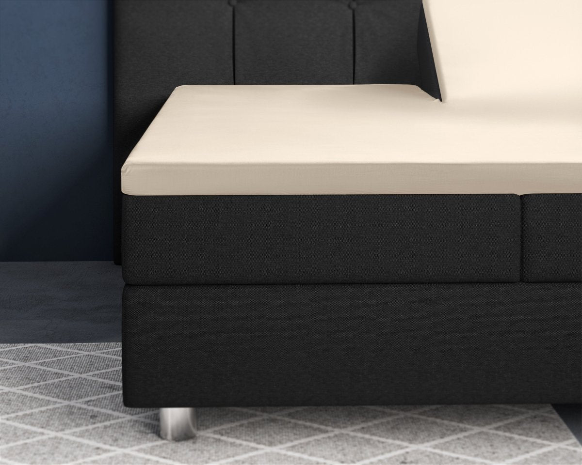 100% Cotton Satin Split - Topper Fitted Sheet | Sand | Queen 160 x 200cm (L) x 15cm (D) - The Bedding & Blankets Store