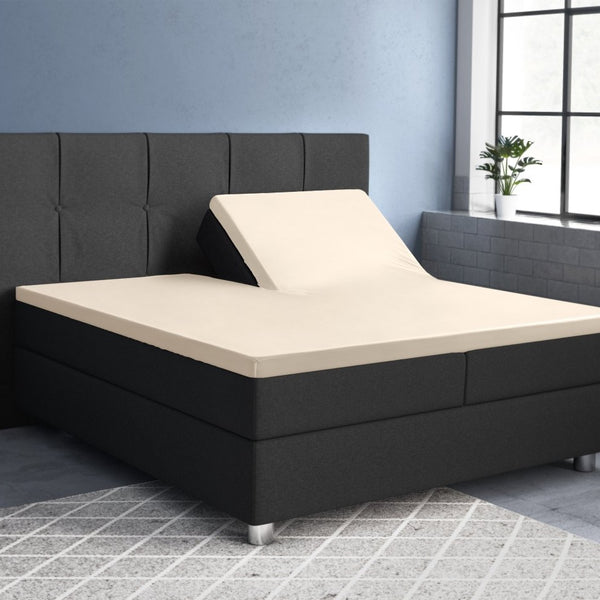 100% Cotton Satin Split - Topper Fitted Sheet | Sand | Queen 160 x 200cm (L) x 15cm (D) - The Bedding & Blankets Store