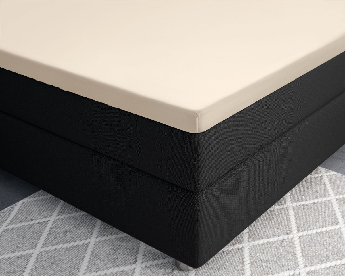 100% Cotton Satin Split - Topper Fitted Sheet | Sand | Queen 160 x 200cm (L) x 15cm (D) - The Bedding & Blankets Store
