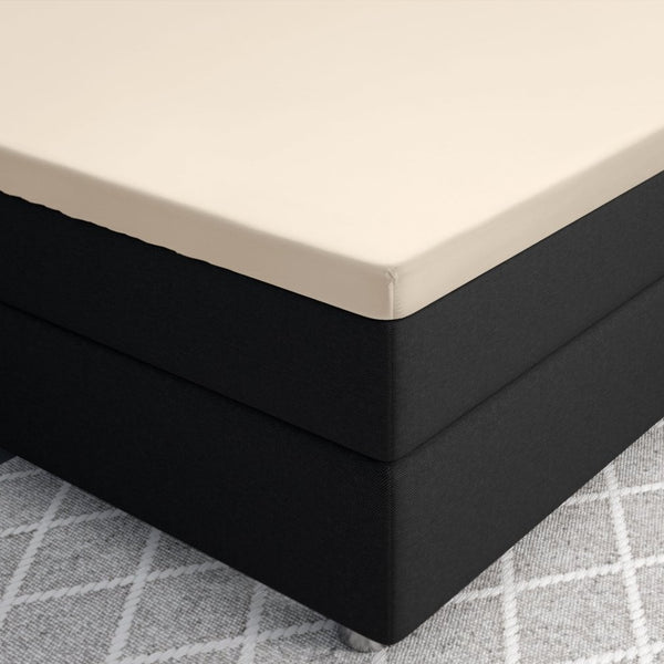 100% Cotton Satin Split - Topper Fitted Sheet | Sand | Queen 160 x 200cm (L) x 15cm (D) - The Bedding & Blankets Store