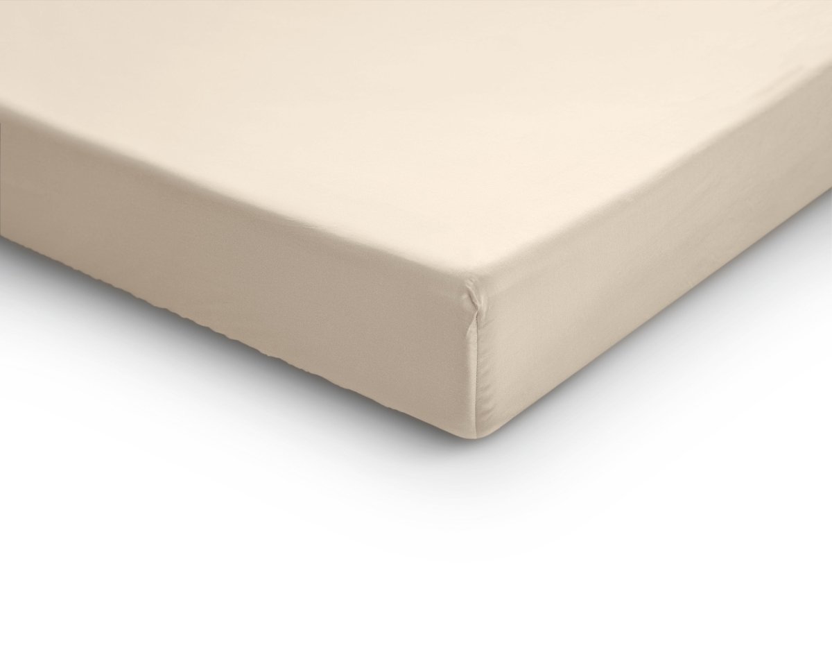 100% Cotton Satin Split - Topper Fitted Sheet | Sand | Queen 160 x 200cm (L) x 15cm (D) - The Bedding & Blankets Store