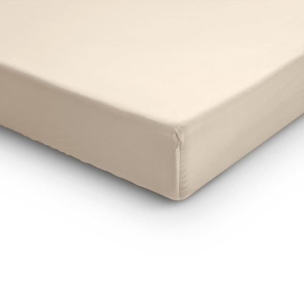 100% Cotton Satin Split - Topper Fitted Sheet | Sand | Queen 160 x 200cm (L) x 15cm (D) - The Bedding & Blankets Store