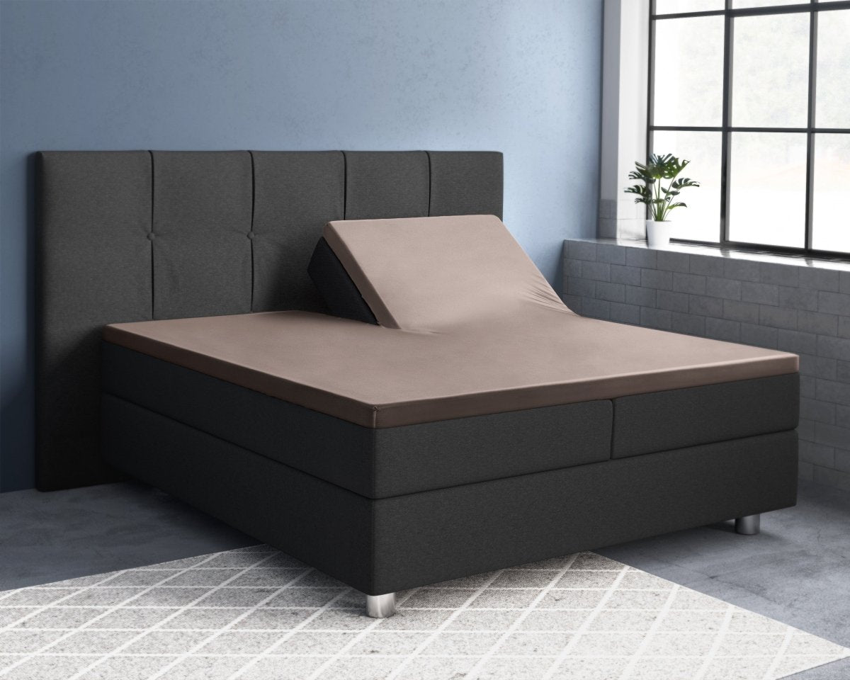 100% Cotton Satin Split - Topper Fitted Sheet | Taupe | Queen 160 x 200cm (L) x 15cm (D) - The Bedding & Blankets Store