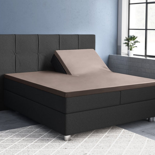 100% Cotton Satin Split - Topper Fitted Sheet | Taupe | Queen 160 x 200cm (L) x 15cm (D) - The Bedding & Blankets Store