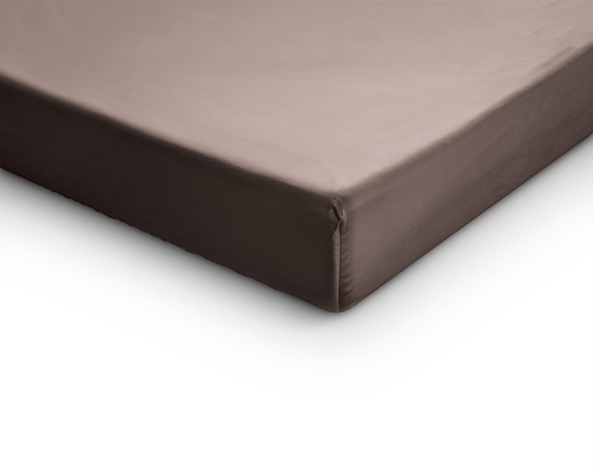 100% Cotton Satin Split - Topper Fitted Sheet | Taupe | Queen 160 x 200cm (L) x 15cm (D) - The Bedding & Blankets Store