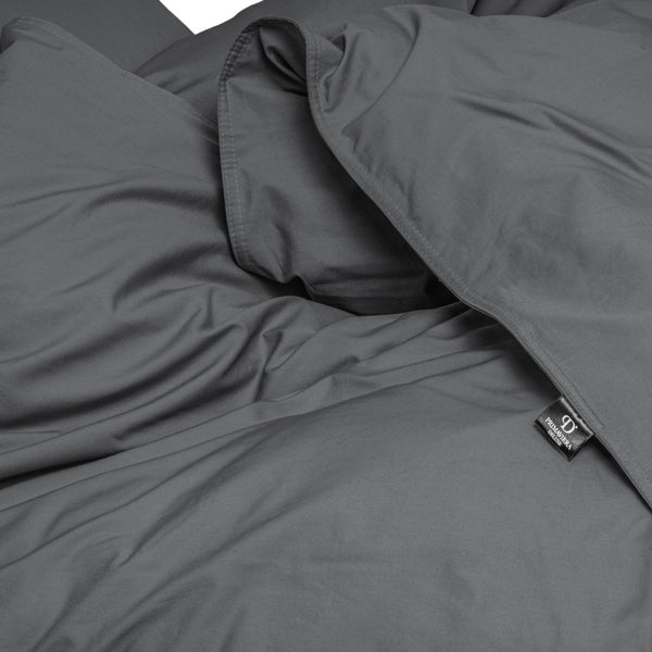 100% Egyptian Cotton Duvet Cover Set Solid | Anthracite | Single - 135cm (W) x 200cm (L) - The Bedding & Blankets Store
