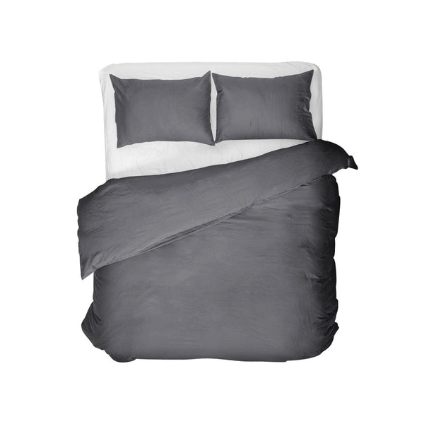 100% Egyptian Cotton Duvet Cover Set Solid | Anthracite | Single - 135cm (W) x 200cm (L) - The Bedding & Blankets Store