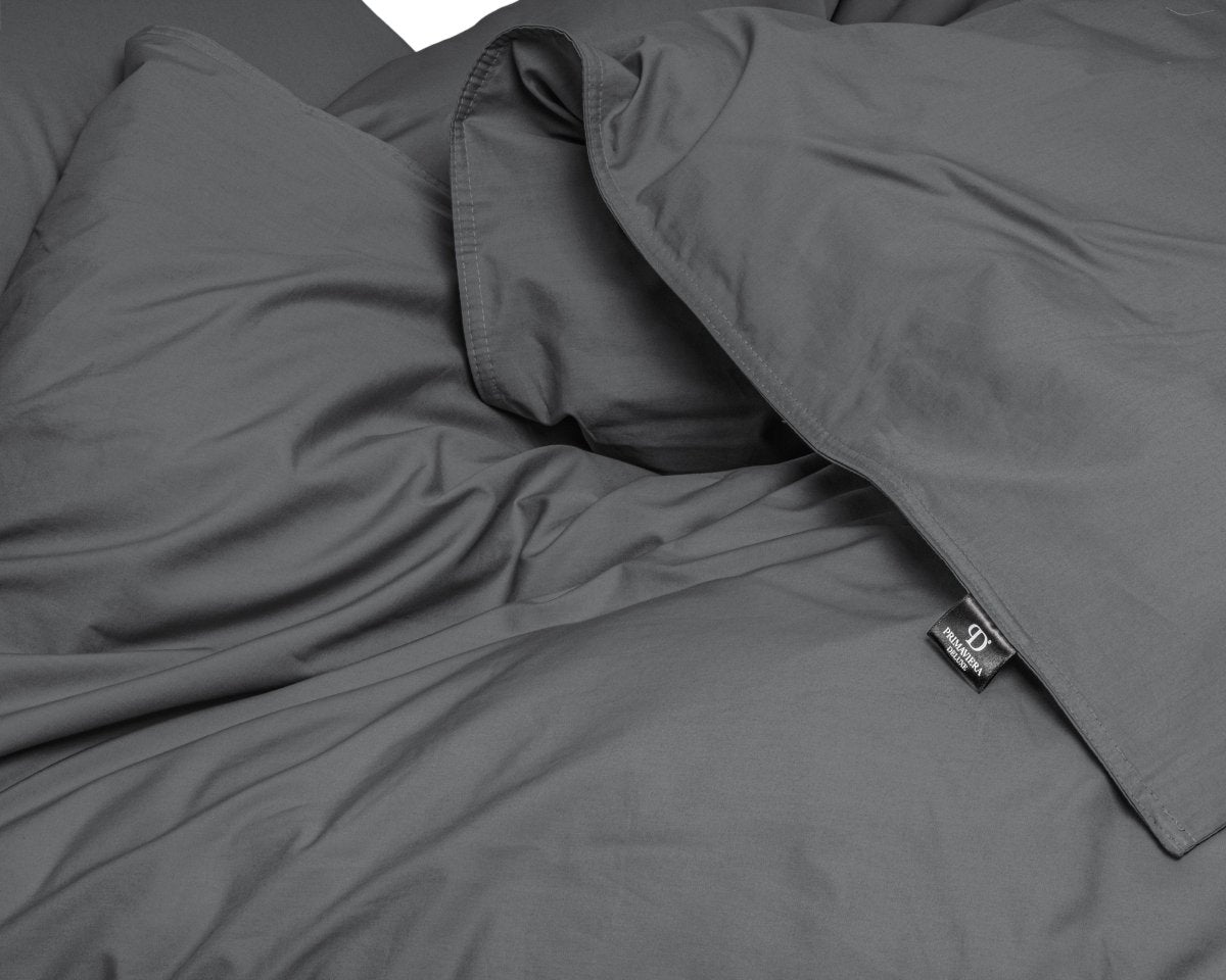 100% Egyptian Cotton Duvet Cover Set Solid | Anthracite | Single - 135cm (W) x 200cm (L) - The Bedding & Blankets Store