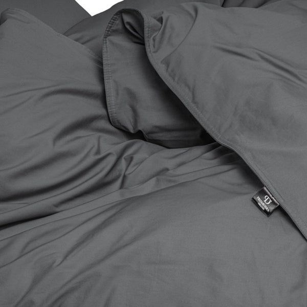 100% Egyptian Cotton Duvet Cover Set Solid | Anthracite | Single - 135cm (W) x 200cm (L) - The Bedding & Blankets Store