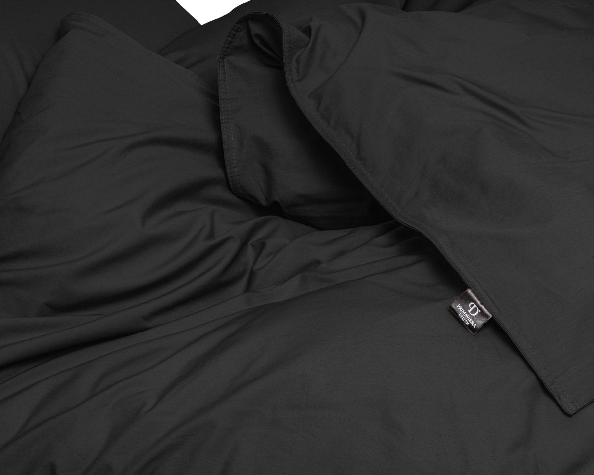 100% Egyptian Cotton Duvet Cover Set Solid | Black | Single - 135cm (W) x 200cm (L) - The Bedding & Blankets Store