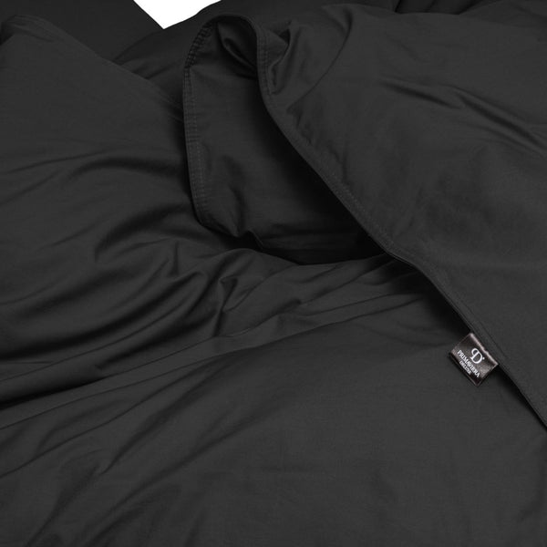 100% Egyptian Cotton Duvet Cover Set Solid | Black | Single - 135cm (W) x 200cm (L) - The Bedding & Blankets Store