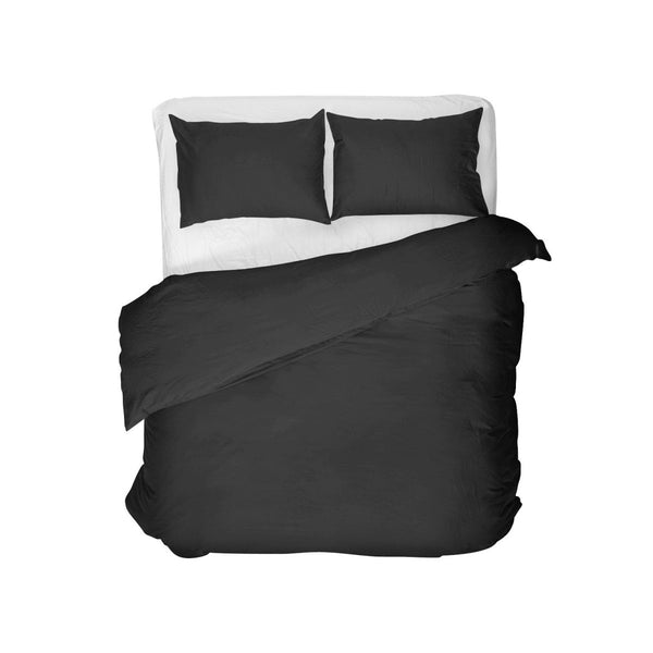 100% Egyptian Cotton Duvet Cover Set Solid | Black | Single - 135cm (W) x 200cm (L) - The Bedding & Blankets Store