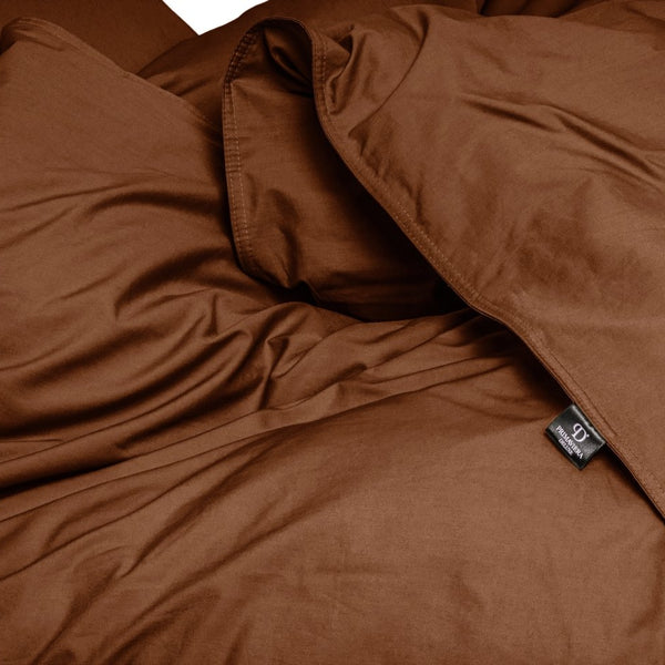 100% Egyptian Cotton Duvet Cover Set Solid | Brown | Single - 135cm (W) x 200cm (L) - The Bedding & Blankets Store