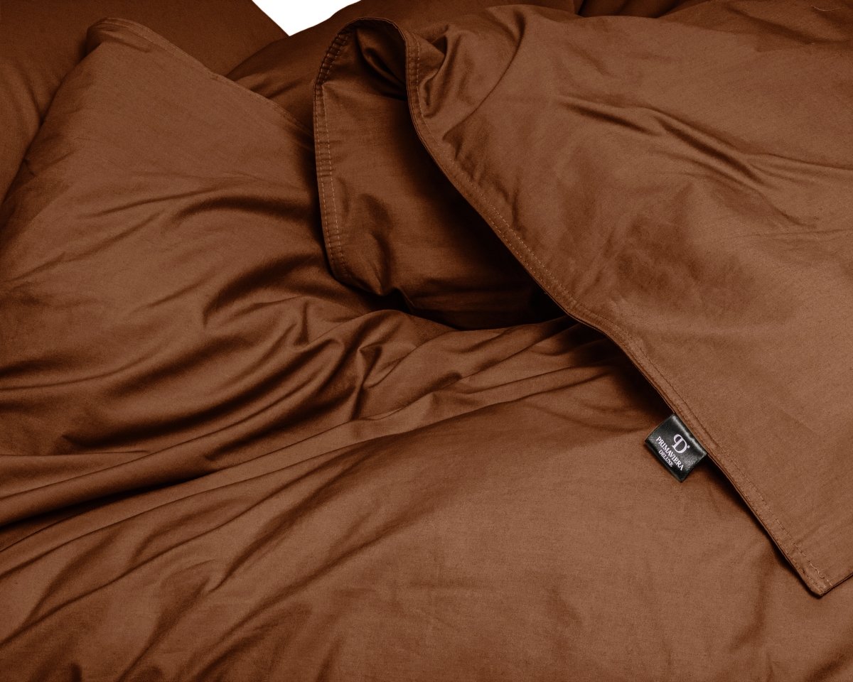100% Egyptian Cotton Duvet Cover Set Solid | Brown | Single - 135cm (W) x 200cm (L) - The Bedding & Blankets Store