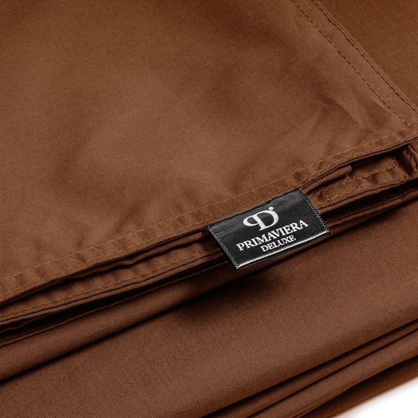 100% Egyptian Cotton Duvet Cover Set Solid | Brown | Single - 135cm (W) x 200cm (L) - The Bedding & Blankets Store