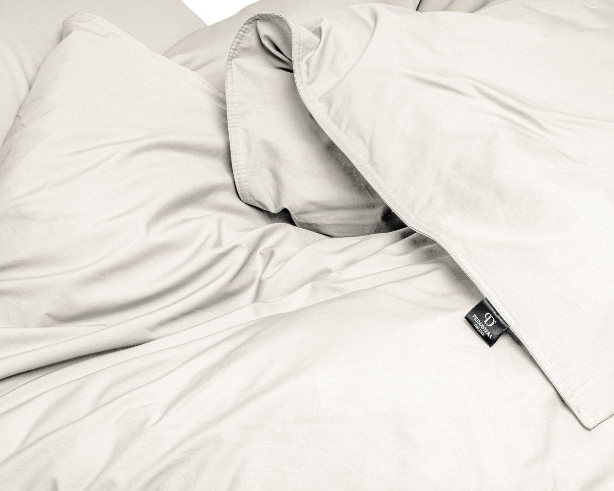 100% Egyptian Cotton Duvet Cover Set Solid | Cream | Single - 135cm (W) x 200cm (L) - The Bedding & Blankets Store