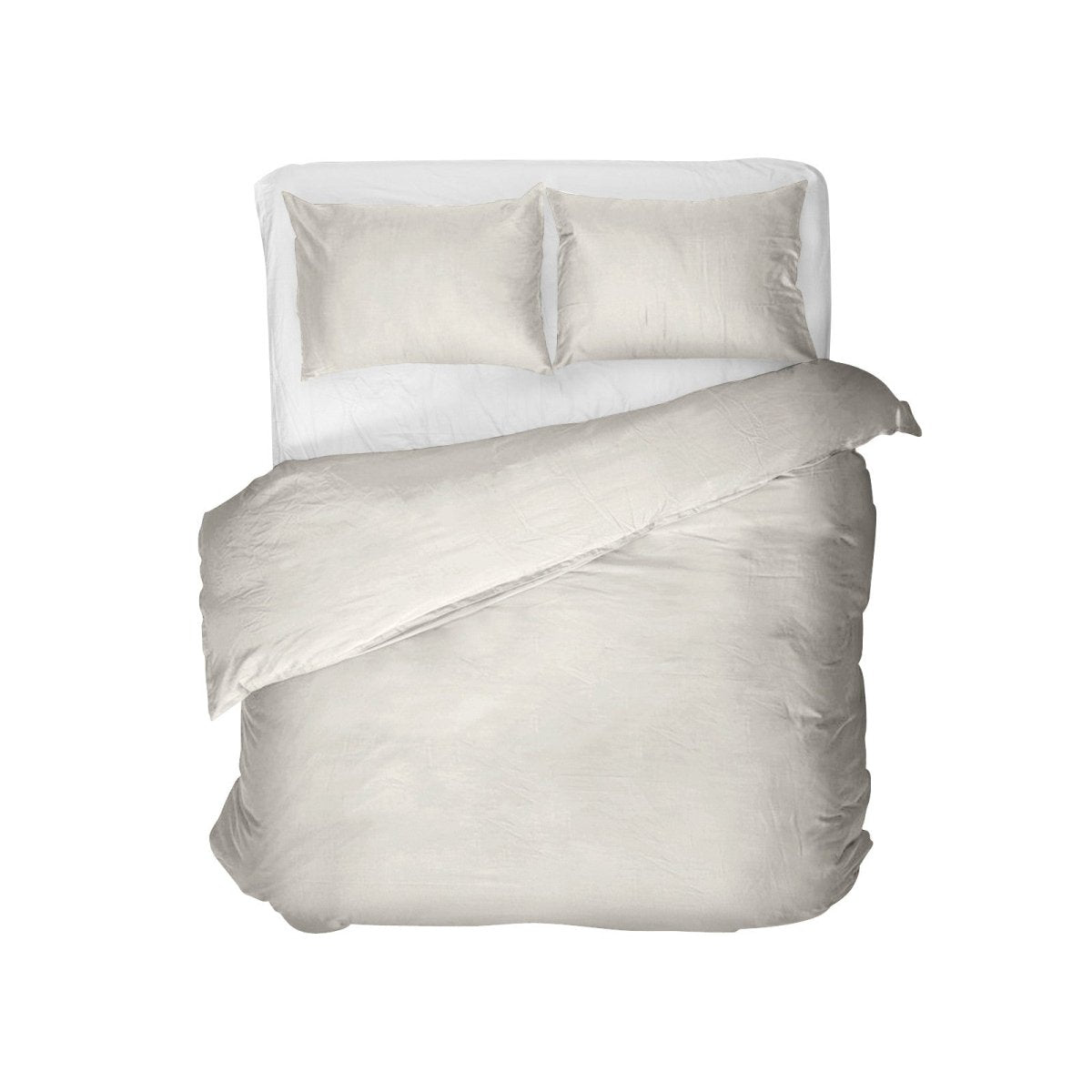 100% Egyptian Cotton Duvet Cover Set Solid | Cream | Single - 135cm (W) x 200cm (L) - The Bedding & Blankets Store