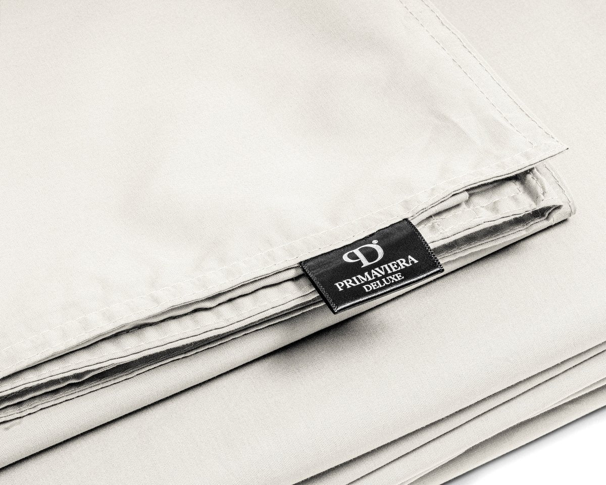 100% Egyptian Cotton Duvet Cover Set Solid | Cream | Single - 135cm (W) x 200cm (L) - The Bedding & Blankets Store