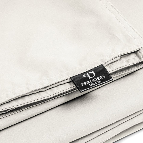 100% Egyptian Cotton Duvet Cover Set Solid | Cream | Single - 135cm (W) x 200cm (L) - The Bedding & Blankets Store