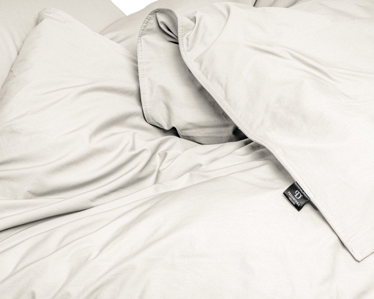 100% Egyptian Cotton Duvet Cover Set Solid | Cream | Single - 135cm (W) x 200cm (L) - The Bedding & Blankets Store