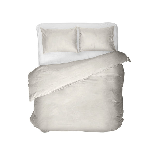 100% Egyptian Cotton Duvet Cover Set Solid | Cream | Single - 135cm (W) x 200cm (L) - The Bedding & Blankets Store