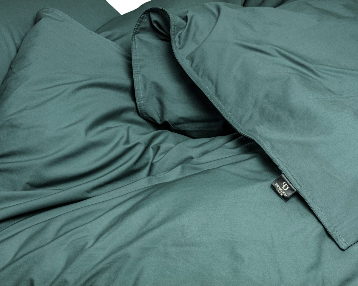 100% Egyptian Cotton Duvet Cover Set Solid | Dark Green | Single - 135cm (W) x 200cm (L) - The Bedding & Blankets Store