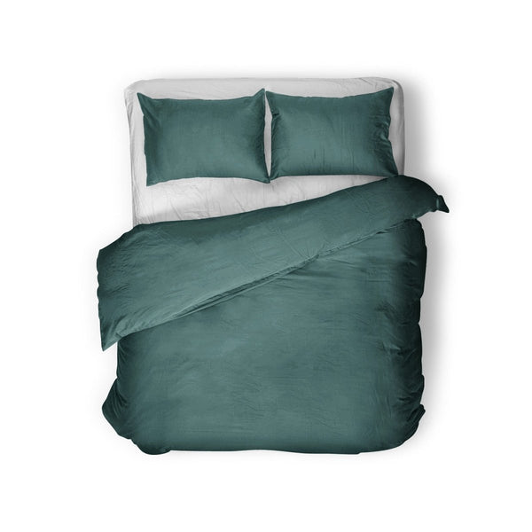 100% Egyptian Cotton Duvet Cover Set Solid | Dark Green | Single - 135cm (W) x 200cm (L) - The Bedding & Blankets Store