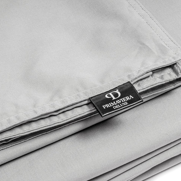 100% Egyptian Cotton Duvet Cover Set Solid | Grey | Single - 135cm (W) x 200cm (L) - The Bedding & Blankets Store