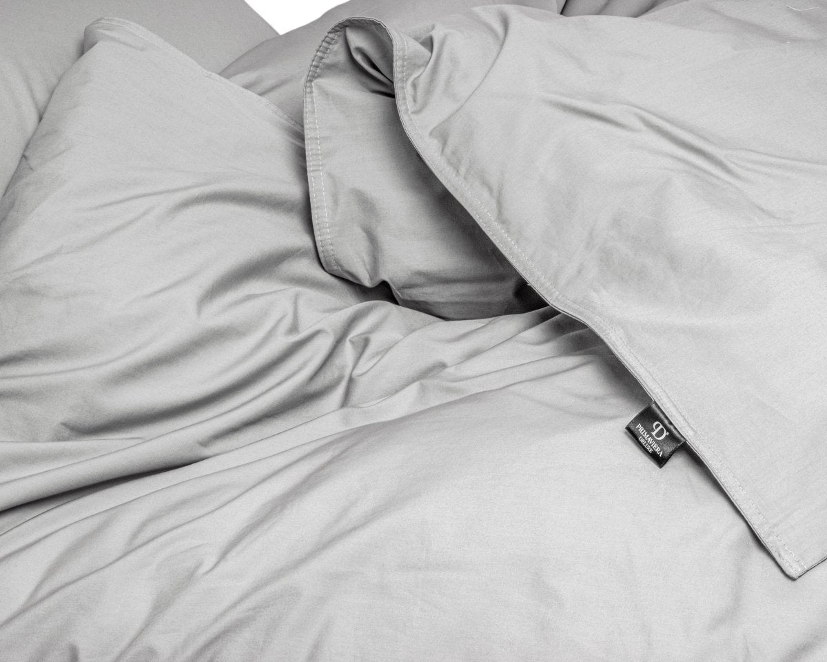 100% Egyptian Cotton Duvet Cover Set Solid | Grey | Single - 135cm (W) x 200cm (L) - The Bedding & Blankets Store