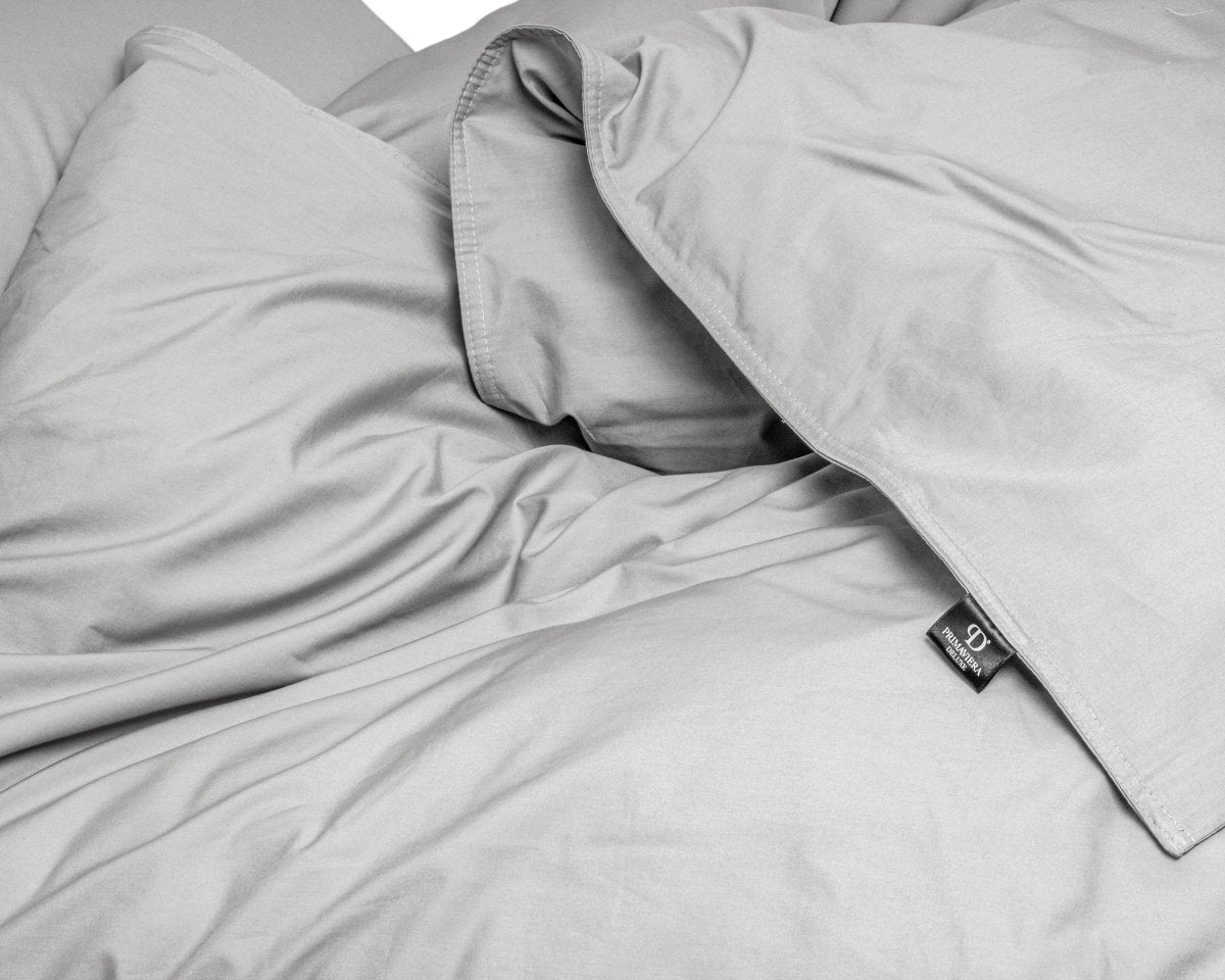 100% Egyptian Cotton Duvet Cover Set Solid | Grey | Single - 135cm (W) x 200cm (L) - The Bedding & Blankets Store