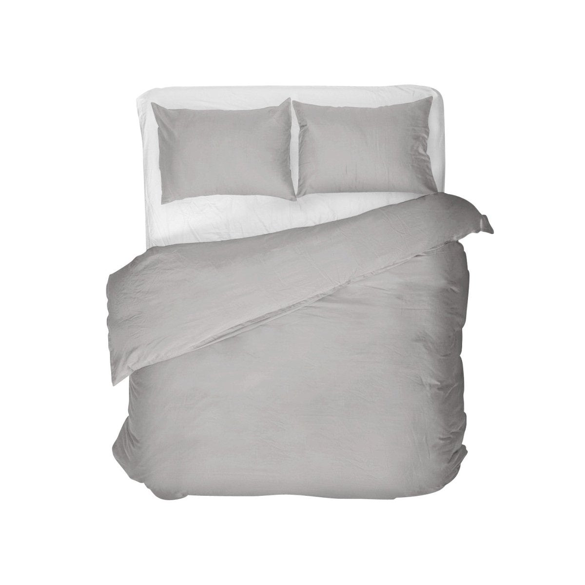 100% Egyptian Cotton Duvet Cover Set Solid | Grey | Single - 135cm (W) x 200cm (L) - The Bedding & Blankets Store
