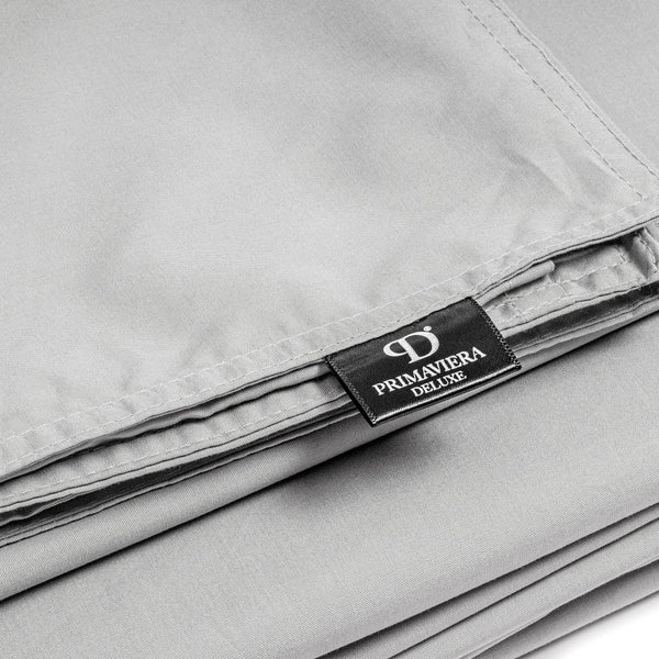 100% Egyptian Cotton Duvet Cover Set Solid | Grey | Single - 135cm (W) x 200cm (L) - The Bedding & Blankets Store