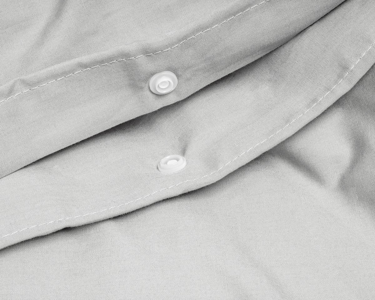 100% Egyptian Cotton Duvet Cover Set Solid | Grey | Single - 135cm (W) x 200cm (L) - The Bedding & Blankets Store