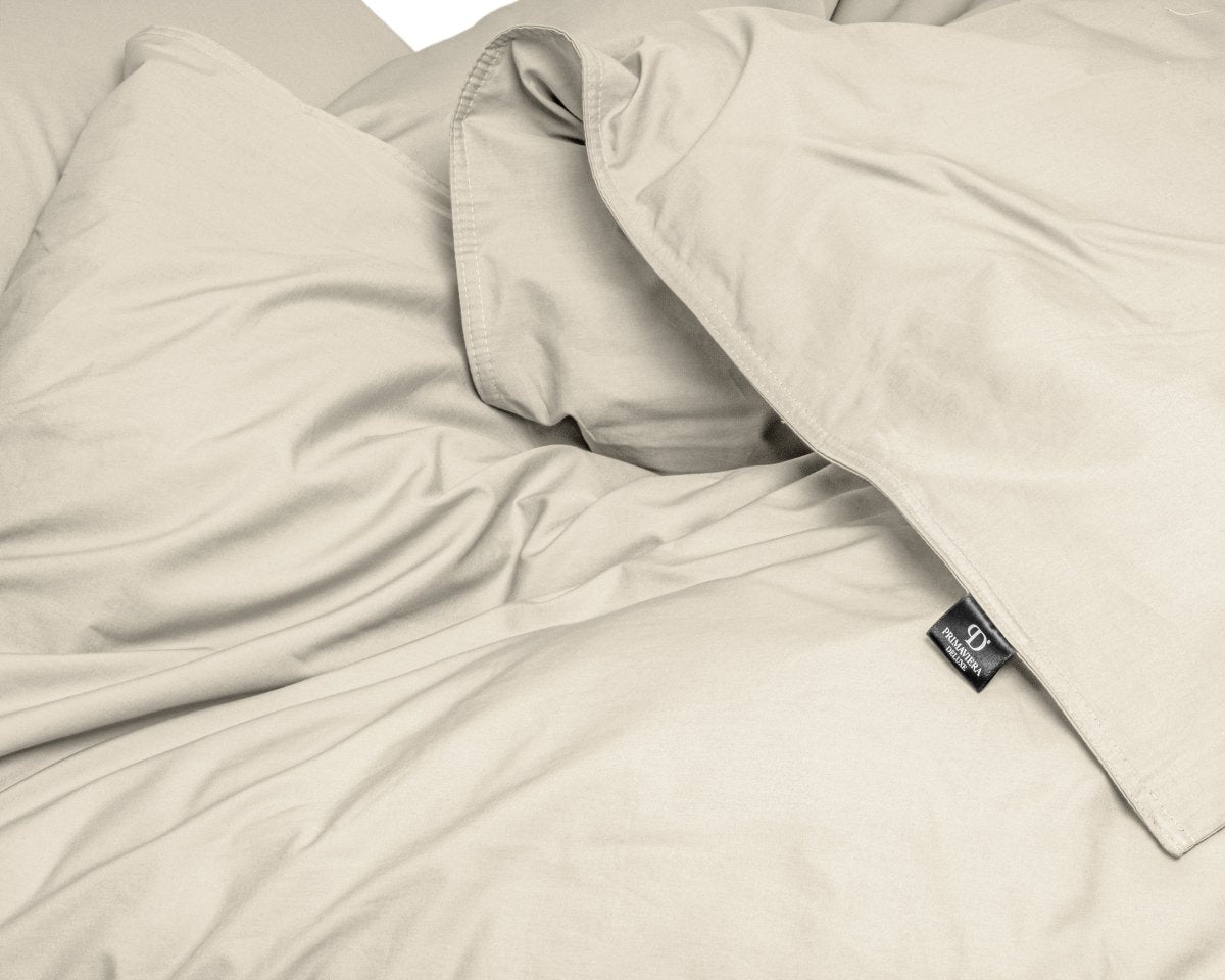 100% Egyptian Cotton Duvet Cover Set Solid | Sand | Single - 135cm (W) x 200cm (L) - The Bedding & Blankets Store