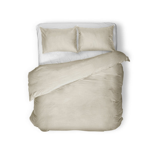 100% Egyptian Cotton Duvet Cover Set Solid | Sand | Single - 135cm (W) x 200cm (L) - The Bedding & Blankets Store