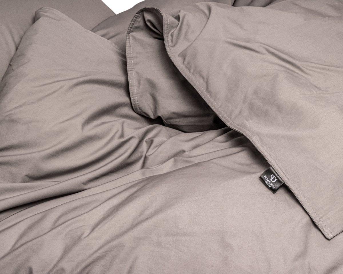 100% Egyptian Cotton Duvet Cover Set Solid | Taupe | Single - 135cm (W) x 200cm (L) - The Bedding & Blankets Store