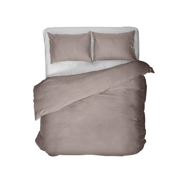 100% Egyptian Cotton Duvet Cover Set Solid | Taupe | Single - 135cm (W) x 200cm (L) - The Bedding & Blankets Store