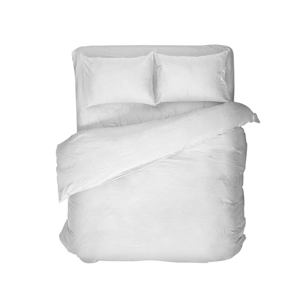 100% Egyptian Cotton Duvet Cover Set Solid | White | Single - 135cm (W) x 200cm (L) - The Bedding & Blankets Store