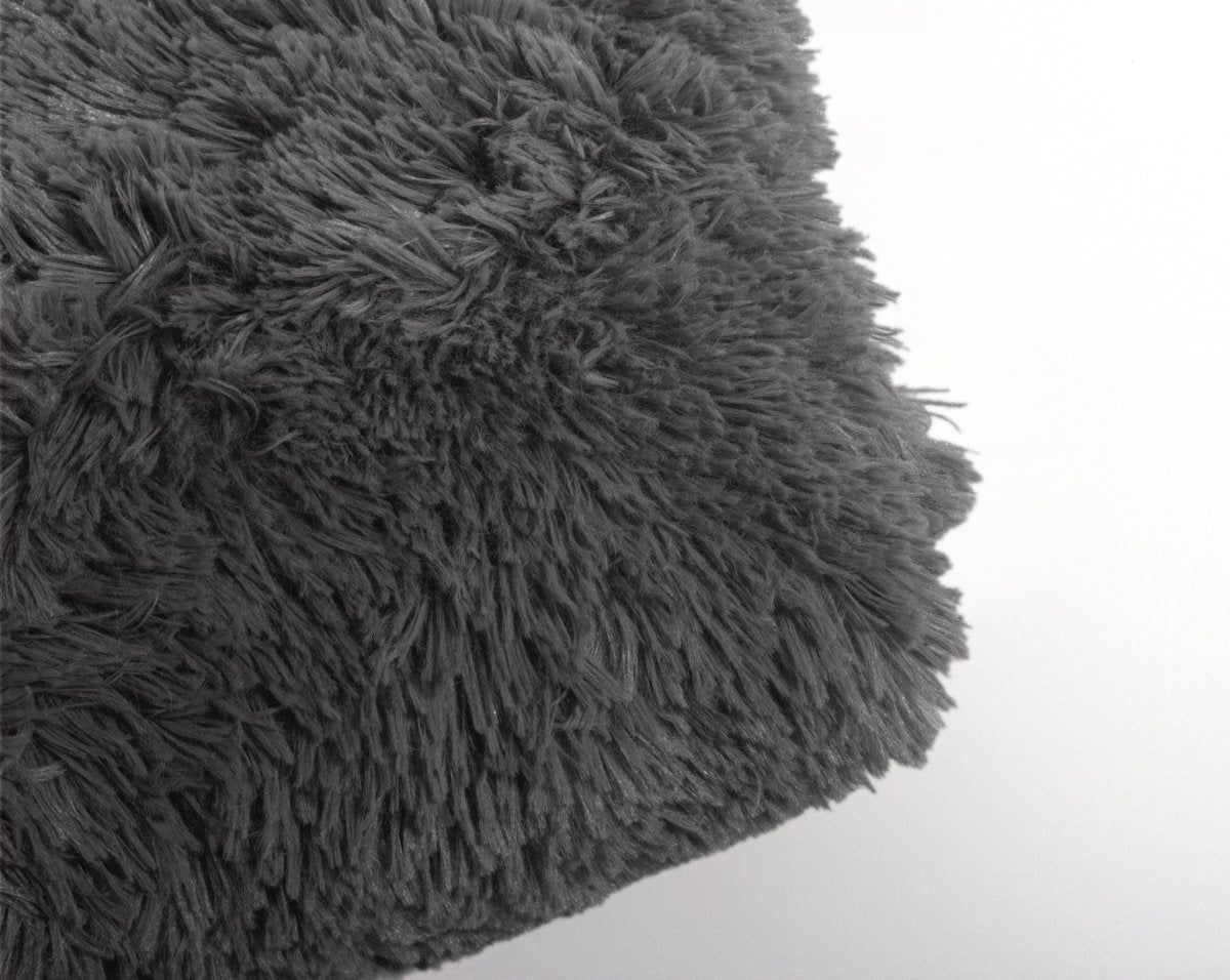 Polar Bear Faux Fur Cushion | Anthracite Grey | 50cm x 50cm - The Bedding & Blankets Store