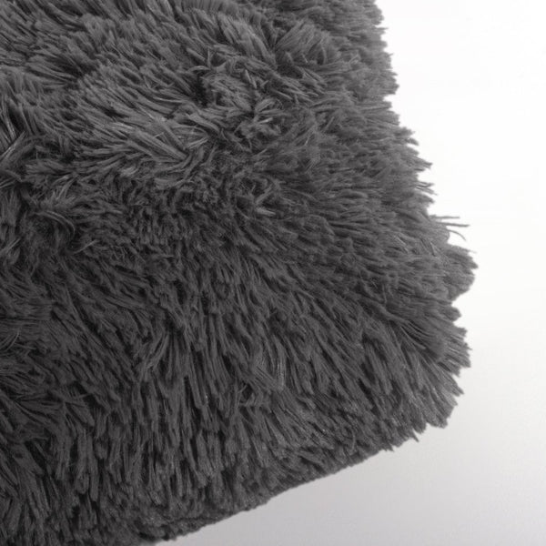 Polar Bear Faux Fur Cushion | Anthracite Grey | 50cm x 50cm - The Bedding & Blankets Store