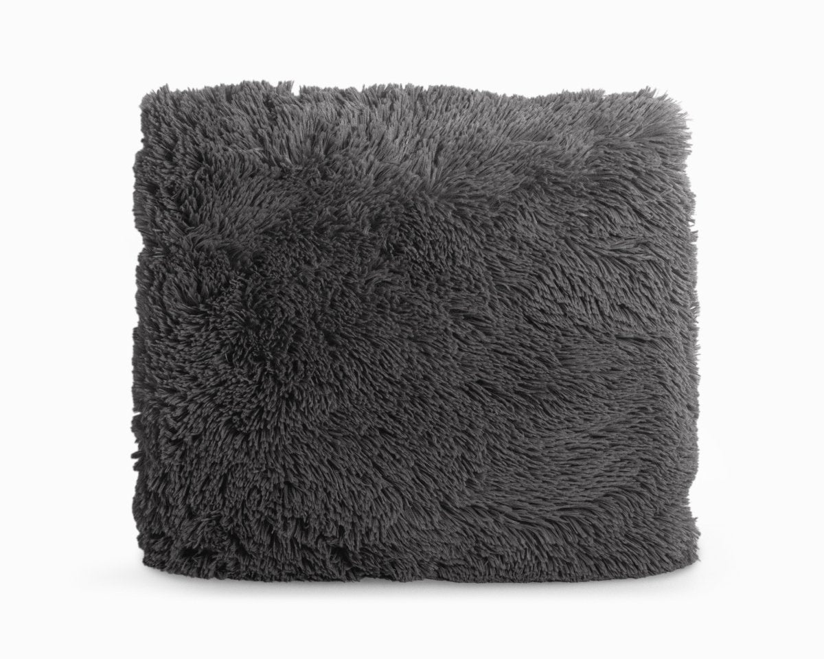 Polar Bear Faux Fur Cushion | Anthracite Grey | 50cm x 50cm - The Bedding & Blankets Store