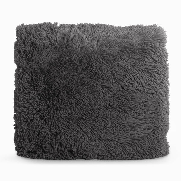 Polar Bear Faux Fur Cushion | Anthracite Grey | 50cm x 50cm - The Bedding & Blankets Store